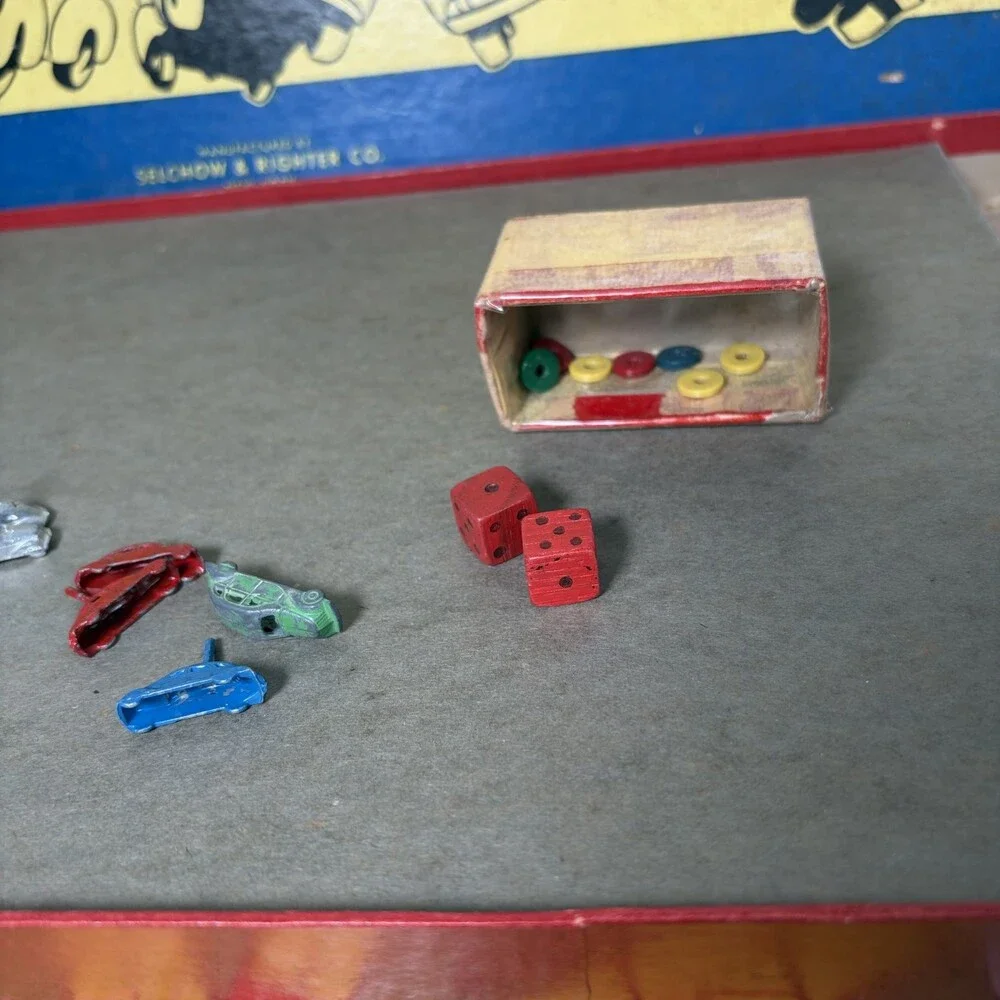 Vintage CABBY Selchow & Righter Board Game Metal Pieces 1938 (Incomplete)